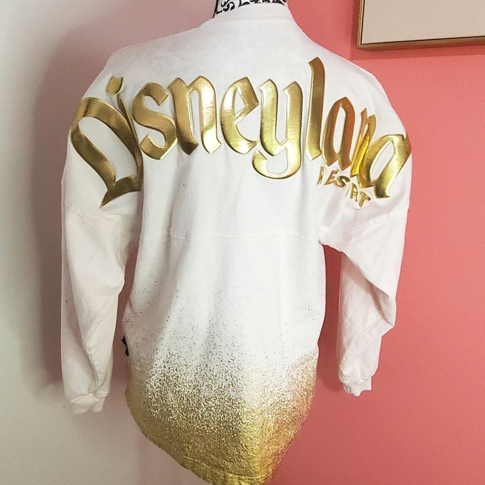 Disneyland Resort Blush and Gold Splattered Long Sleeve Tee Sweater Womens XS